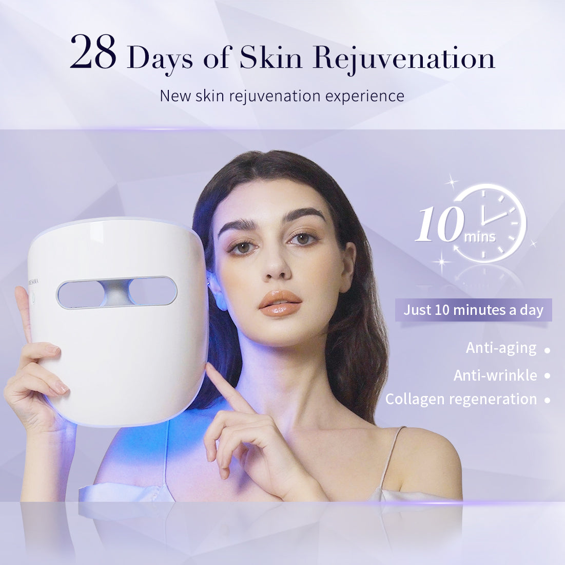 Led Face Mask Light Therapy, Infrared/Red Blue Light for Face Skin Rejuvenation