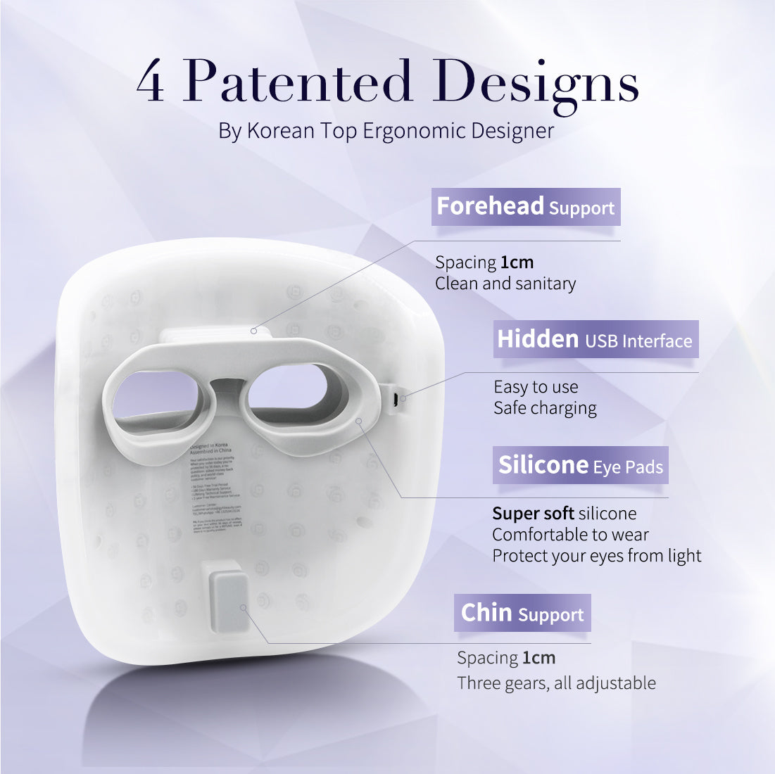 Led Face Mask Light Therapy, Infrared/Red Blue Light for Face Skin Rejuvenation
